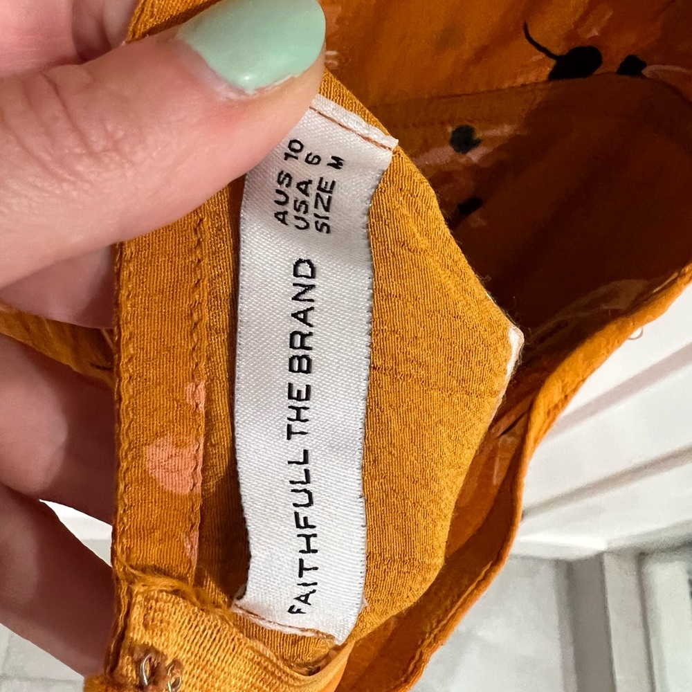 Anthropologie Mustard Yellow Floral Jumsuit - Picture 5 of 6